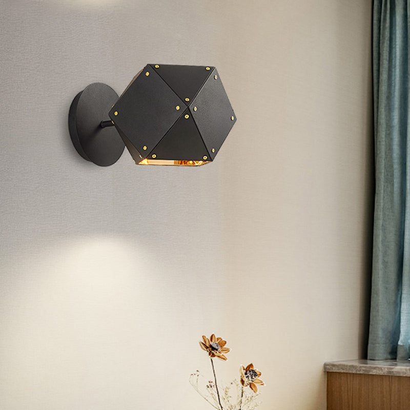 Modern Metal Geometric Wall Light Sconce - Black 1-Light Fixture For Dining Room