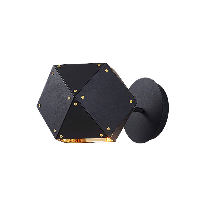 Modern Metal Geometric Wall Light Sconce - Black 1-Light Fixture For Dining Room