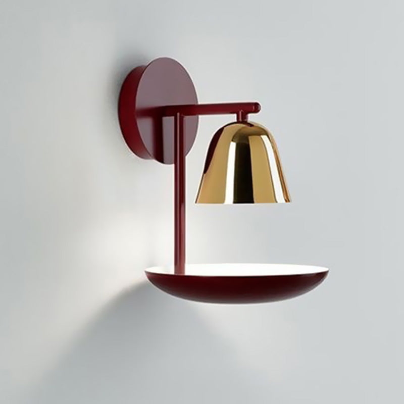 Modern Red Dome Wall Sconce Lighting Fixture - Metal 1-Head For Bedroom