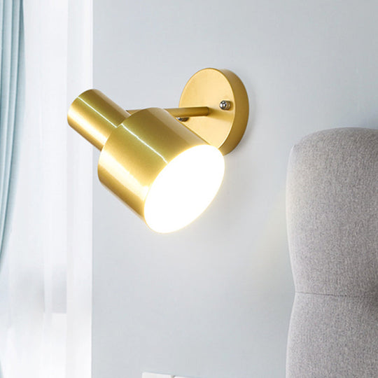 Gold/Rose Gold Cylinder Wall Sconce With Metal Shade - Perfect For Bedroom Lighting