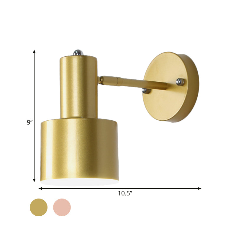 Gold/Rose Gold Cylinder Wall Sconce With Metal Shade - Perfect For Bedroom Lighting