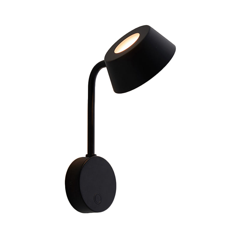 Tapered Led Wall Mount Sconce In Contemporary Black Metal For Bedroom