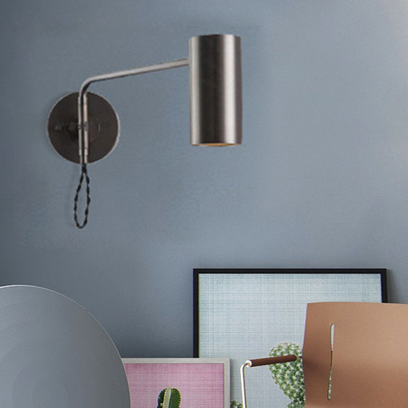 Modern Black & Brass Wall Sconce With Metal Shade - Bedroom Light Fixture