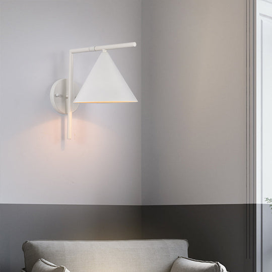 Contemporary Conical Wall Sconce Light For Bedroom - Metal 1 Head Black/White/Gold