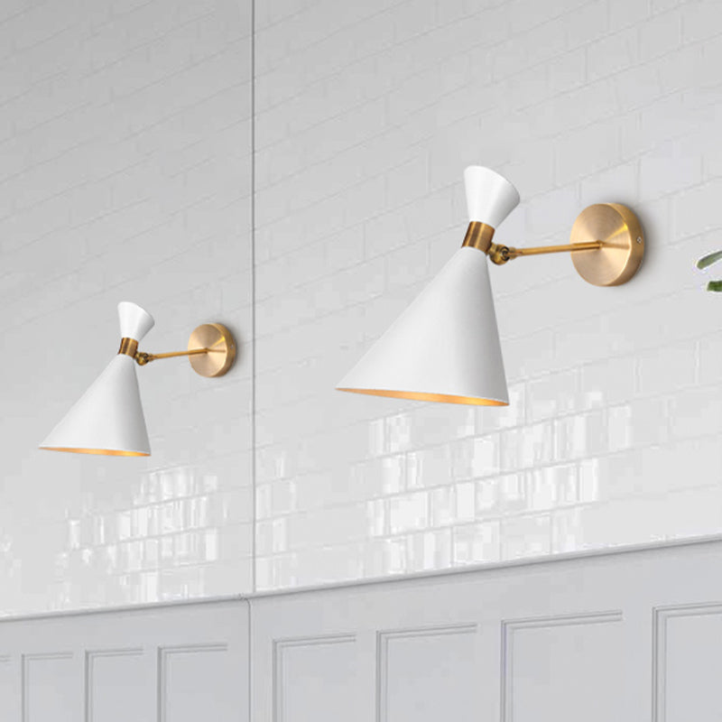 Modern 1-Head Restaurant Wall Sconce With Black/White Metal Shade