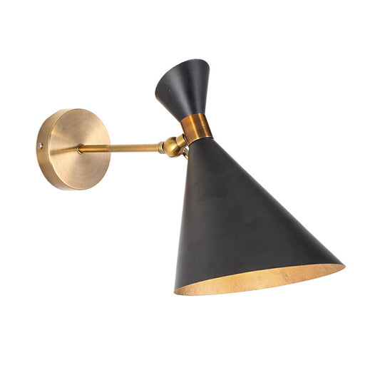 Modern 1-Head Restaurant Wall Sconce With Black/White Metal Shade