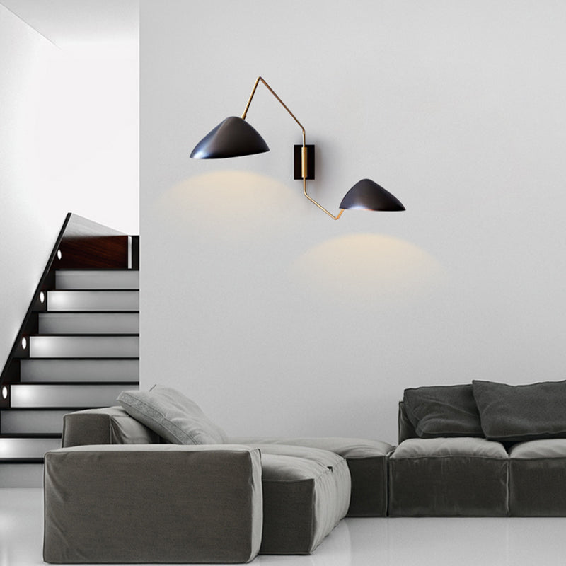 Minimalist Metal Led Wall Light With Swing Arm - Perfect For Living Room Black