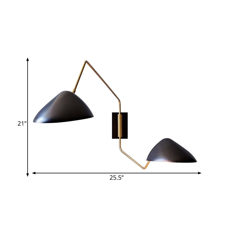 Minimalist Metal Led Wall Light With Swing Arm - Perfect For Living Room Black