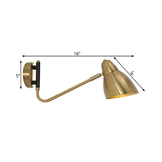 Contemporary Gold Wall Sconce With Dome Metal Shade For Bedroom Lighting