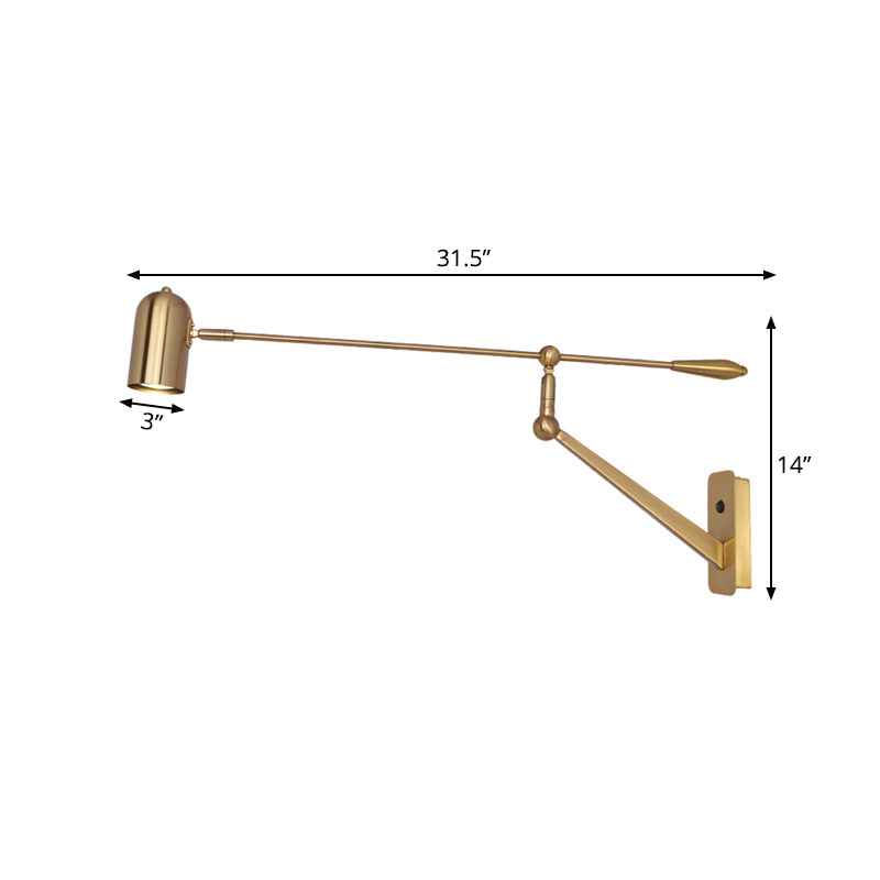 Gold Swing Arm Wall Sconce For Bedroom & Living Room