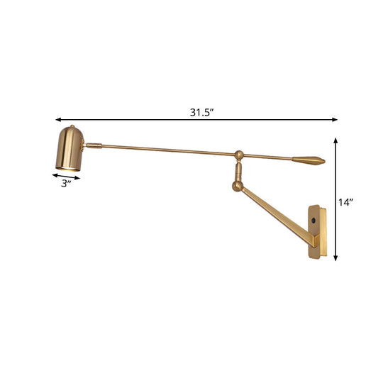 Gold Swing Arm Wall Sconce For Bedroom & Living Room