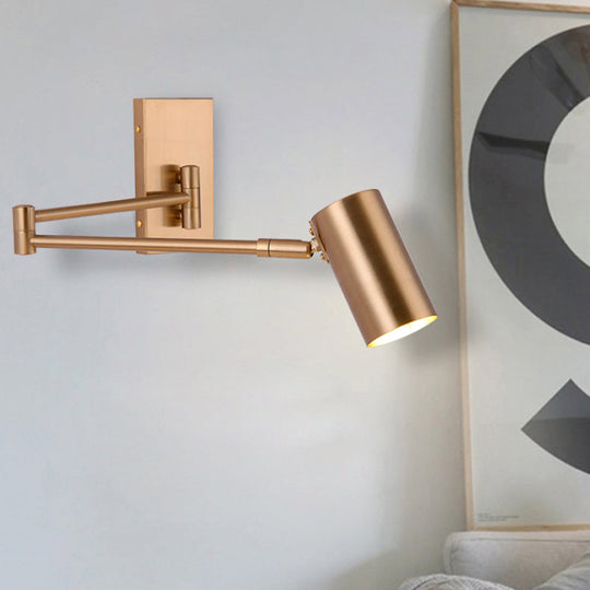 Modernist Gold Led Wall Sconce With Metal Shade - Bedroom Lighting