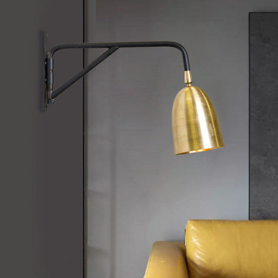 Modernist Gold Dome Wall Lamp - 1 Light Mounted Lighting For Living Room