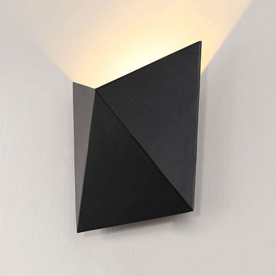 Modern Geometric Metal Wall Sconce Light With Led Black Finish Warm/White Lighting / Warm