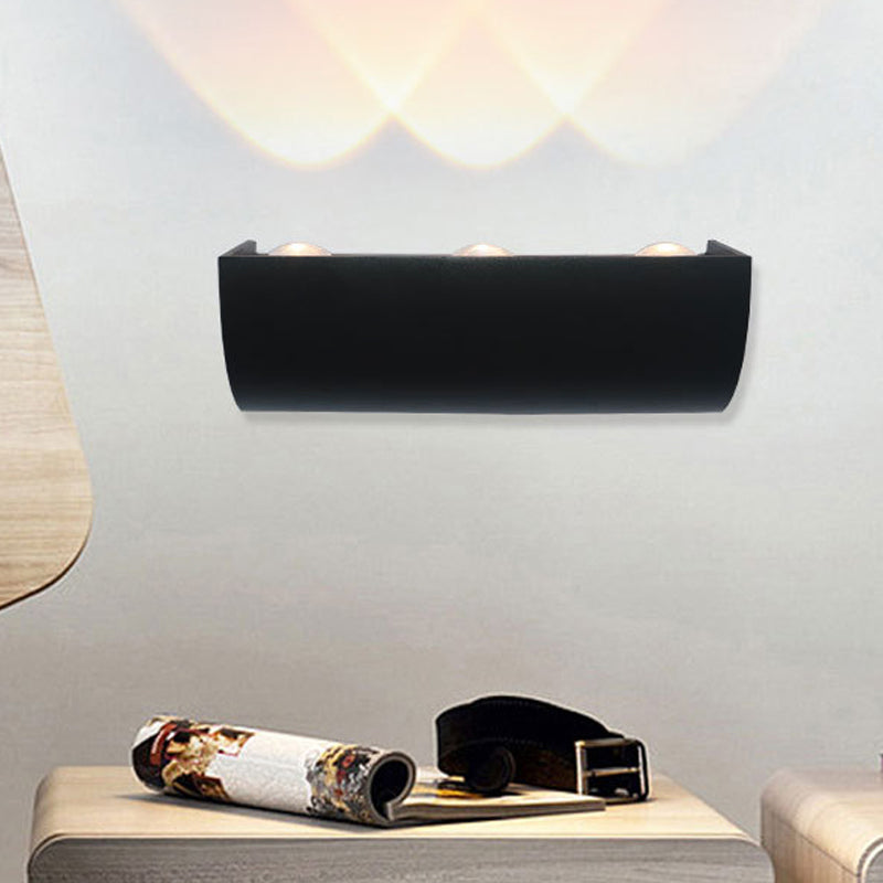 Curved Black Wall Lamp: Minimalist Led Metal Mount Lighting In Warm/White Light