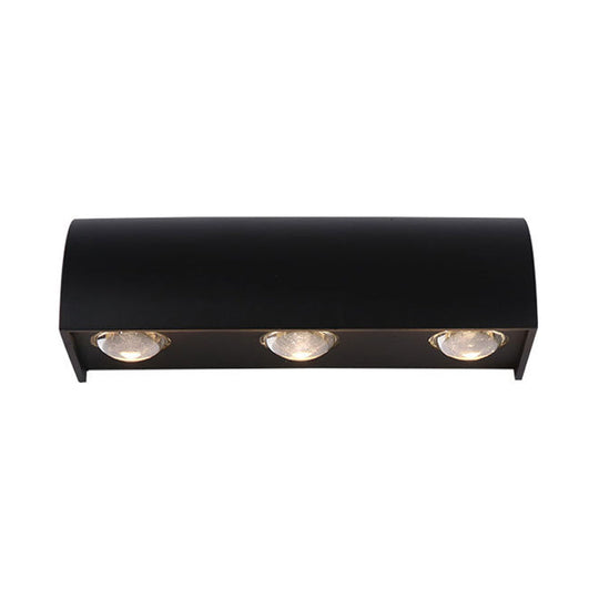 Curved Black Wall Lamp: Minimalist Led Metal Mount Lighting In Warm/White Light