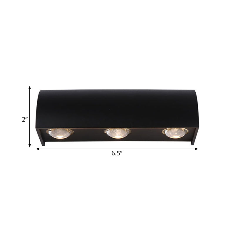 Curved Black Wall Lamp: Minimalist Led Metal Mount Lighting In Warm/White Light