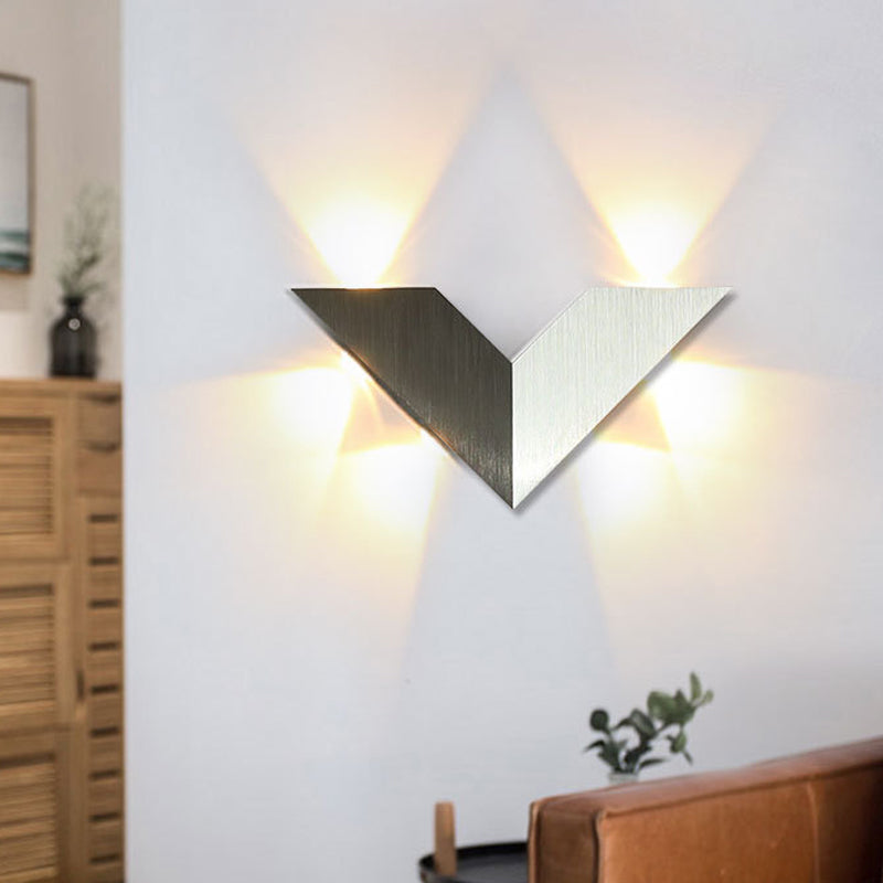 Modern Led Bedroom Wall Light With Geometric Metal Shade In Warm/White - Black & White Black-White /