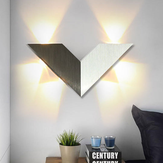 Modern Led Bedroom Wall Light With Geometric Metal Shade In Warm/White - Black & White