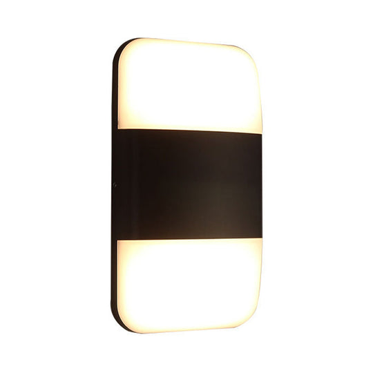 Modern Black Led Wall Sconce Light: Rectangular Metal Fixture Warm/White Glow