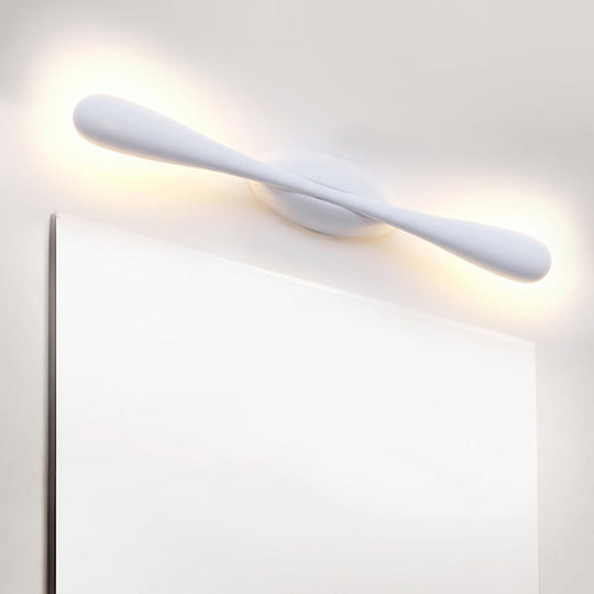 Contemporary Led Vanity Light For Living Room - Linear Wall Sconce Lighting In White Metal