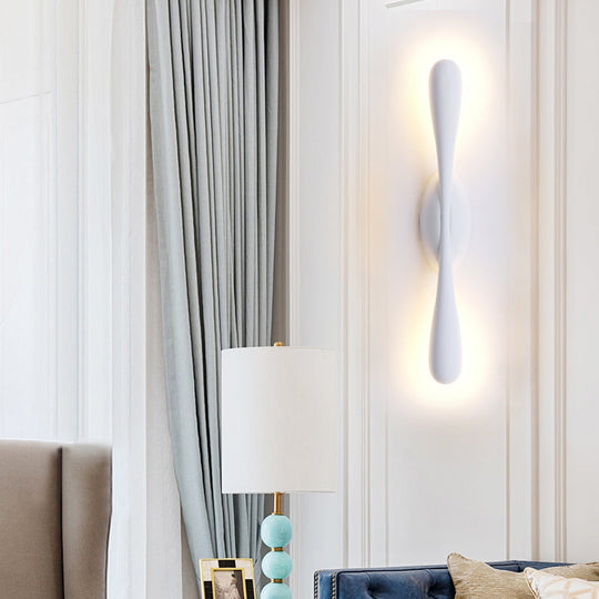 Contemporary Led Vanity Light For Living Room - Linear Wall Sconce Lighting In White Metal