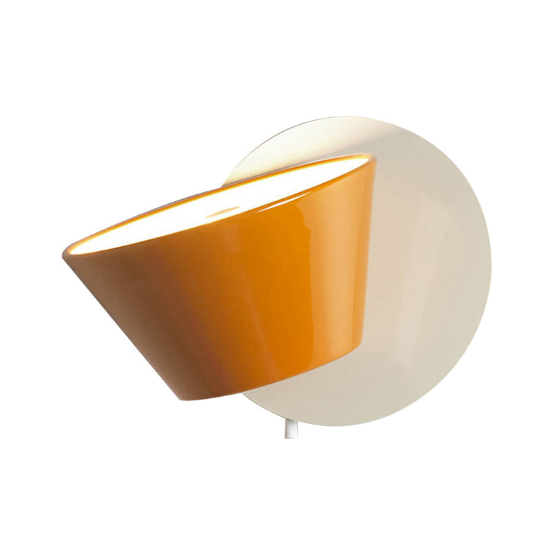 Modernist Led Wall Mount Light Fixture With Orange Barrel Design - 1 Bulb Metal Lighting