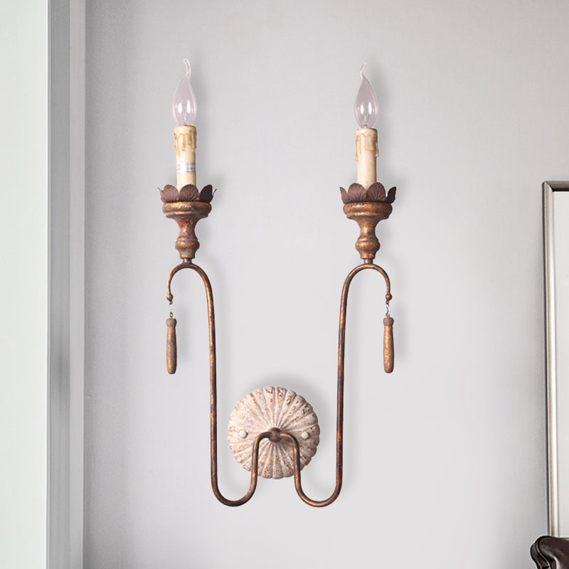 Vintage Style Metal Wall Lamp With Rustic Exposed Bulbs - Indoor Sconce Light Fixture 2/3 Lights 2 /