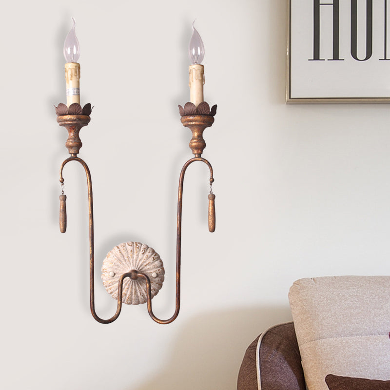 Vintage Style Metal Wall Lamp With Rustic Exposed Bulbs - Indoor Sconce Light Fixture 2/3 Lights