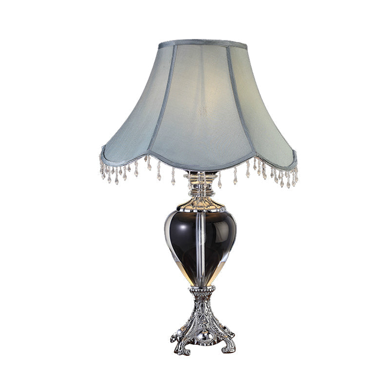 Grey Traditional Single Head Night Table Lamp With K9 Crystal Nightstand Light - Ideal For Living