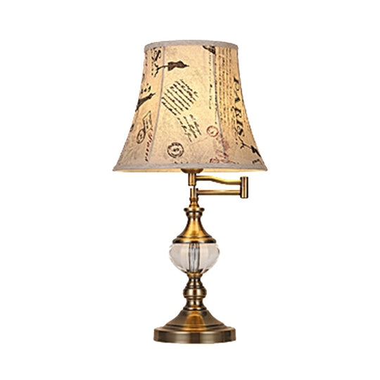 Traditional Style Nightstand Light - Beige/Light Brown Crystal Bell Lamp For Bedroom