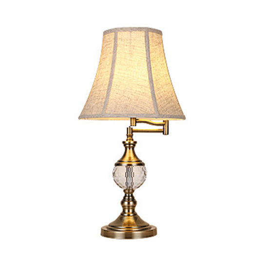 Traditional Style Nightstand Light - Beige/Light Brown Crystal Bell Lamp For Bedroom