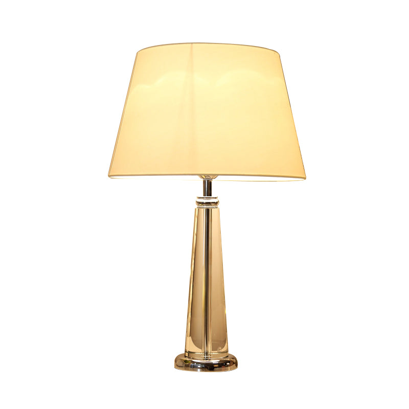 Rustic Beige Fabric Tapered Table Lamp With Crystal Base - Single Head Bedroom Night Light