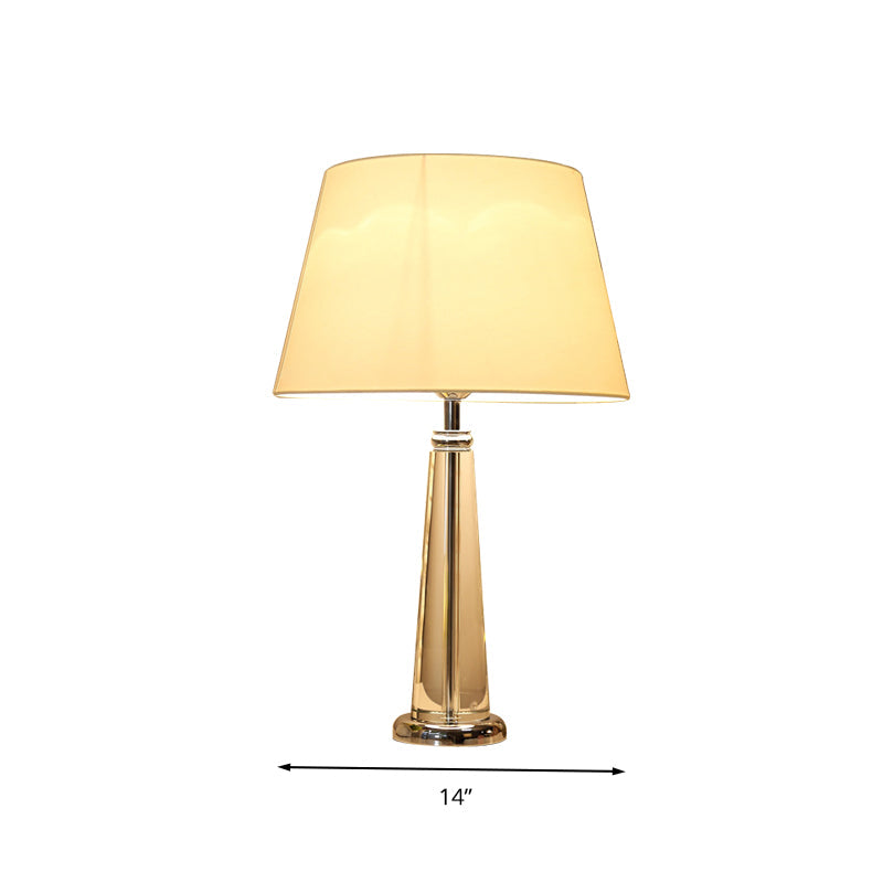 Rustic Beige Fabric Tapered Table Lamp With Crystal Base - Single Head Bedroom Night Light