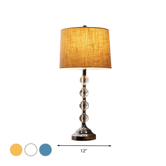 Drum Night Light Table Lamp In White/Brown/Blue With Crystal Ball For Living Room