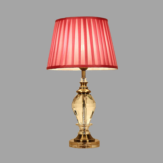 Traditional Style Crystal Nightstand Table Lamp In Pink/Blue/Beige For Living Room