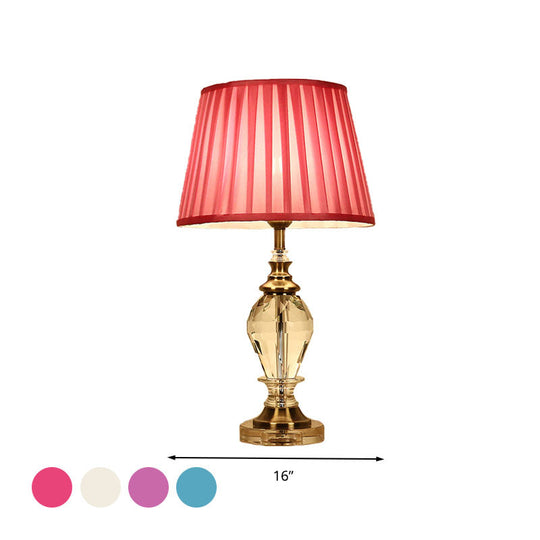 Traditional Style Crystal Nightstand Table Lamp In Pink/Blue/Beige For Living Room