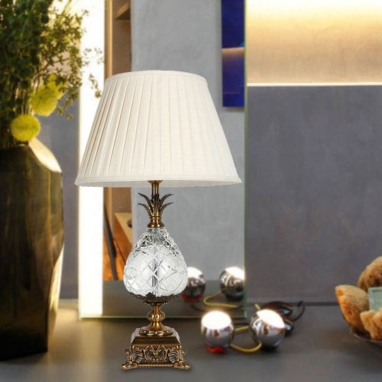 Table Lamp - Countryside Pineapple Clear Crystal Nightlight In White For Bedroom