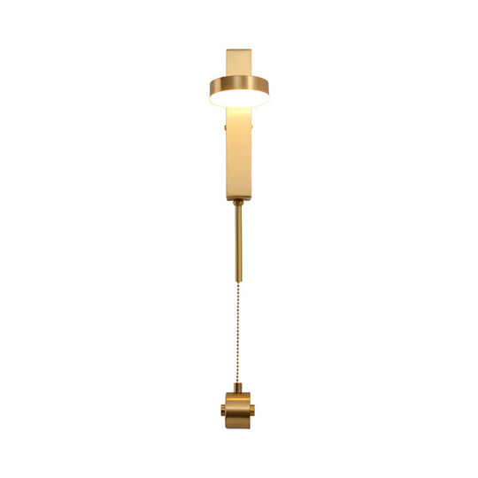 Modern Metal Wall Sconce: 1-Bulb Brass Led Lighting In Warm/White Light