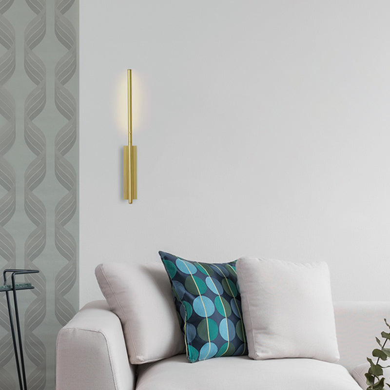 Contemporary Metal Linear Wall Sconce Lighting - Elegant Gold Led Fixture For Bedroom