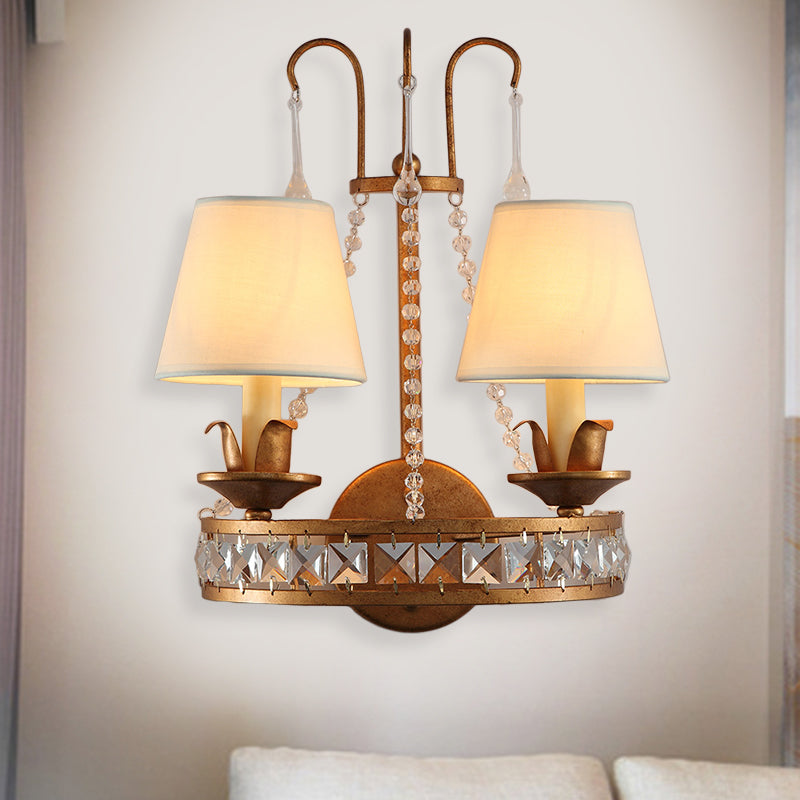 Rustic Barrel Sconce Lamp - Antique Brass Wall Mounted Light For Bedroom