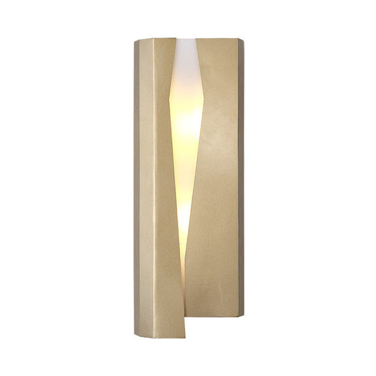 Minimalist Led Wall Sconce Light In Gold For Living Room - Metal Rectangle Mount Lamp