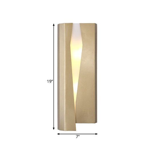 Minimalist Led Wall Sconce Light In Gold For Living Room - Metal Rectangle Mount Lamp