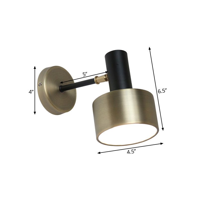 Modern Black And Gold Cylinder Sconce: Metal Wall Lighting Fixture For Living Room