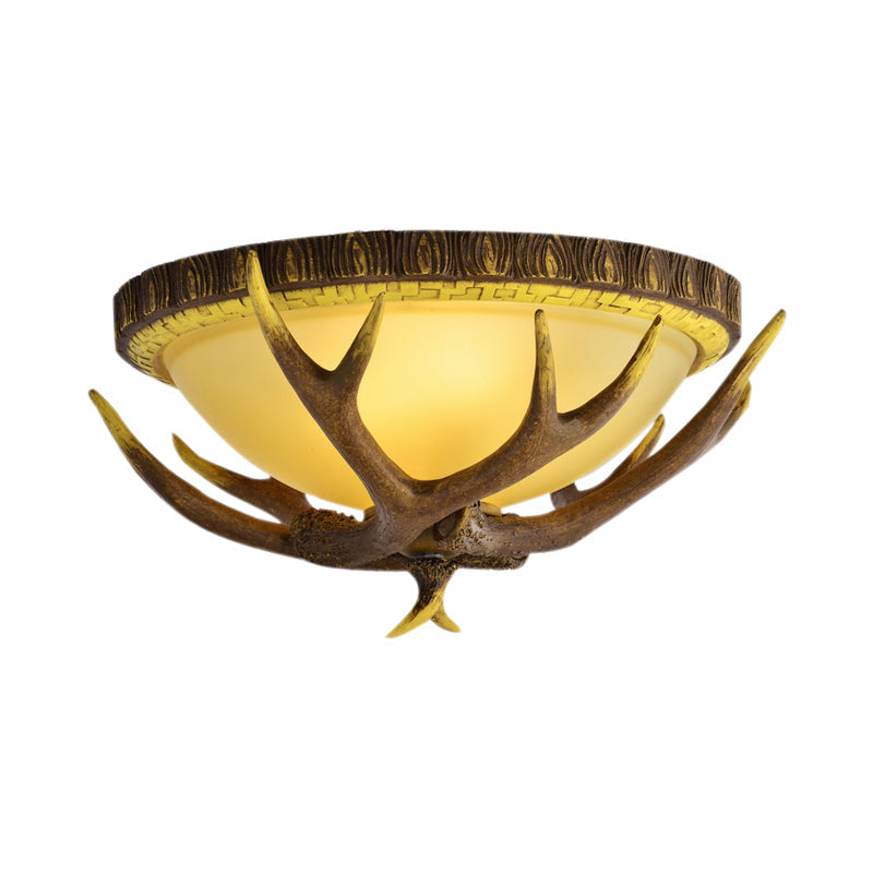 Traditional Bamboo Dome Flush Mount Lighting - Brown 3 Lights, Ceiling Fixture (23.5"/16.5"/12.5" Wide)