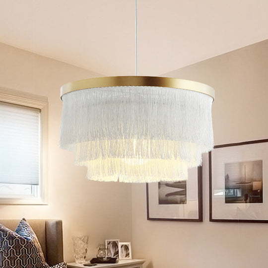 Modern 3-Layer Pendant Lamp In Grey/White/Blue - Bedroom Lighting Fixture