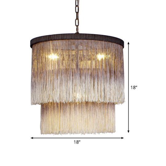 Sleek Brown Fabric Hanging Chandelier: Minimalist Cylindrical Design 4 Bulbs Suspension Lamp For