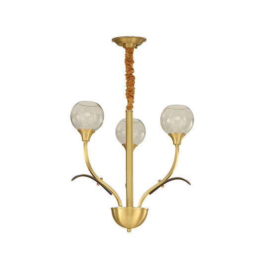 Nordic Brass Ball Chandelier: Clear Glass 3/6 Heads Perfect For Living Room