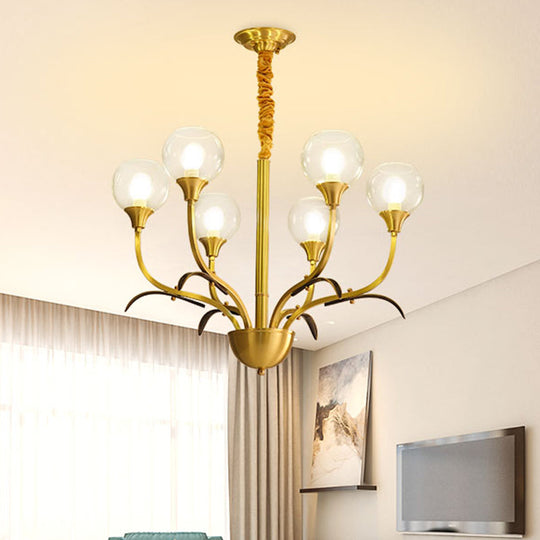 Nordic Brass Ball Chandelier: Clear Glass 3/6 Heads Perfect For Living Room