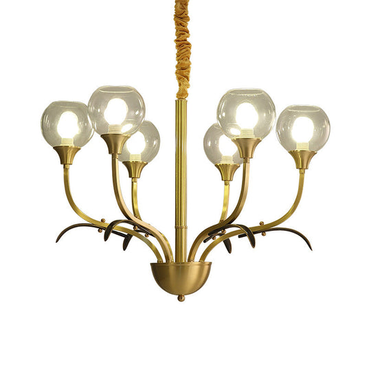 Nordic Brass Ball Chandelier: Clear Glass 3/6 Heads Perfect For Living Room